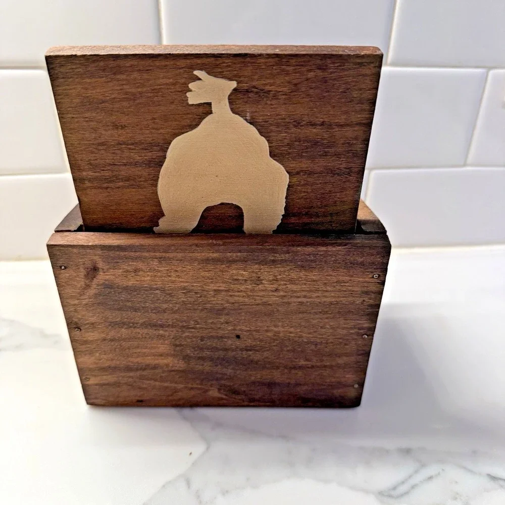 Vintage Wooden Recipe Box with Painted Chicken Farmhouse Kitchen Decor 6